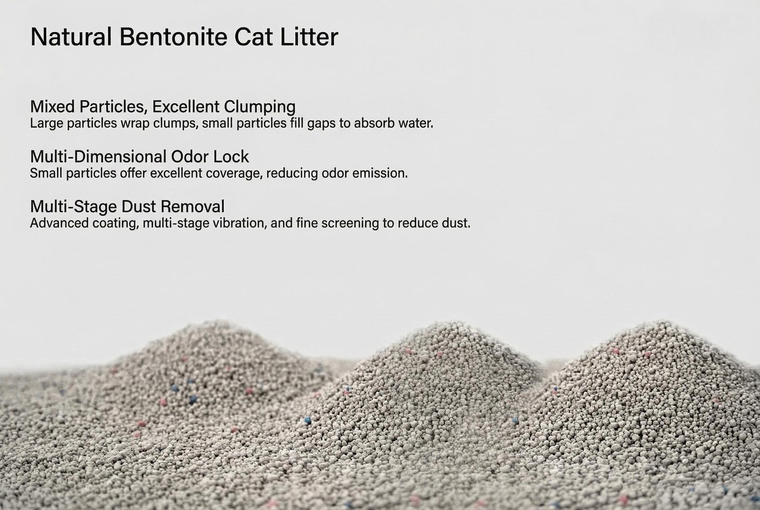 Natural bentonite cat litter product features