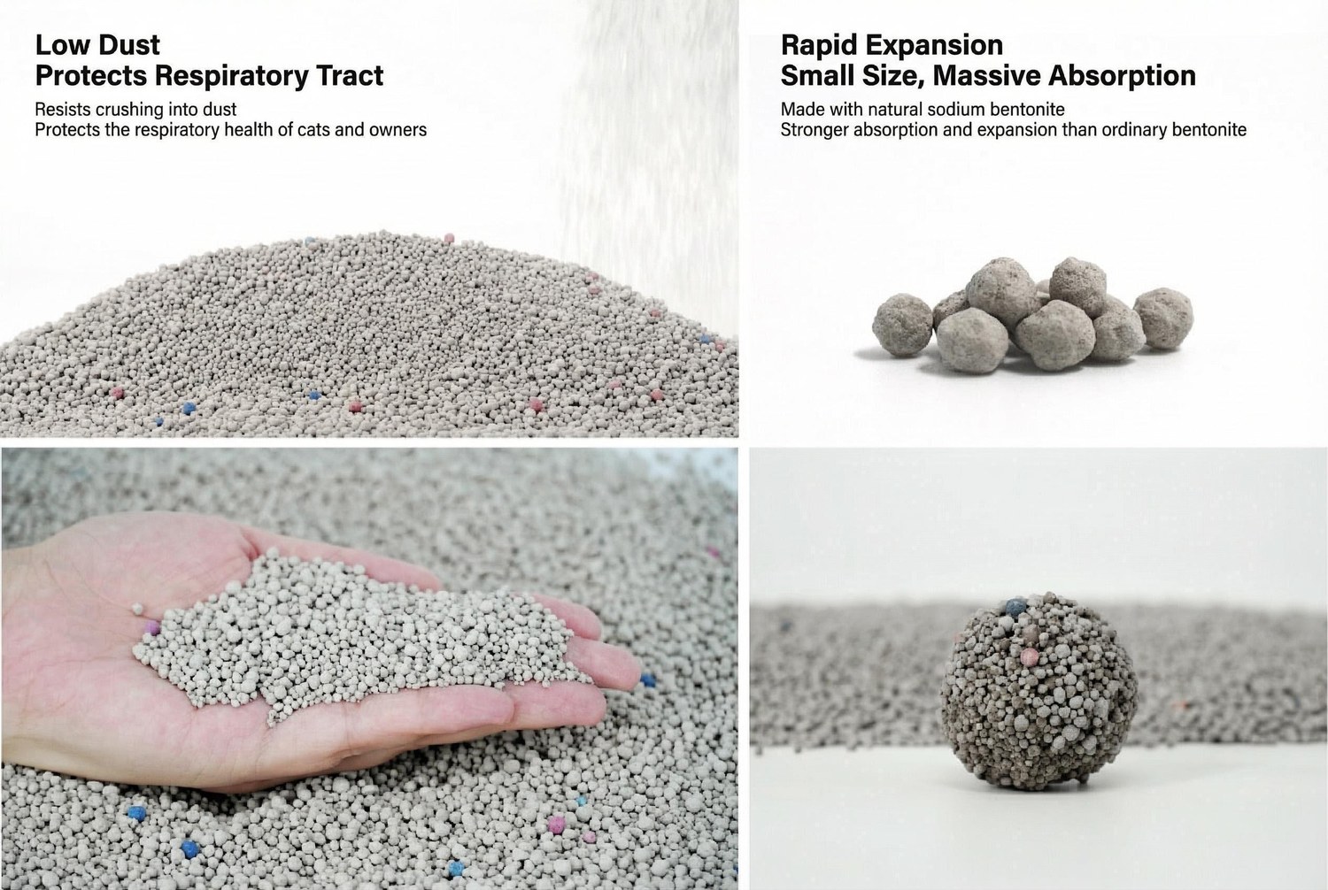 Low dust and rapid absorption cat litter details